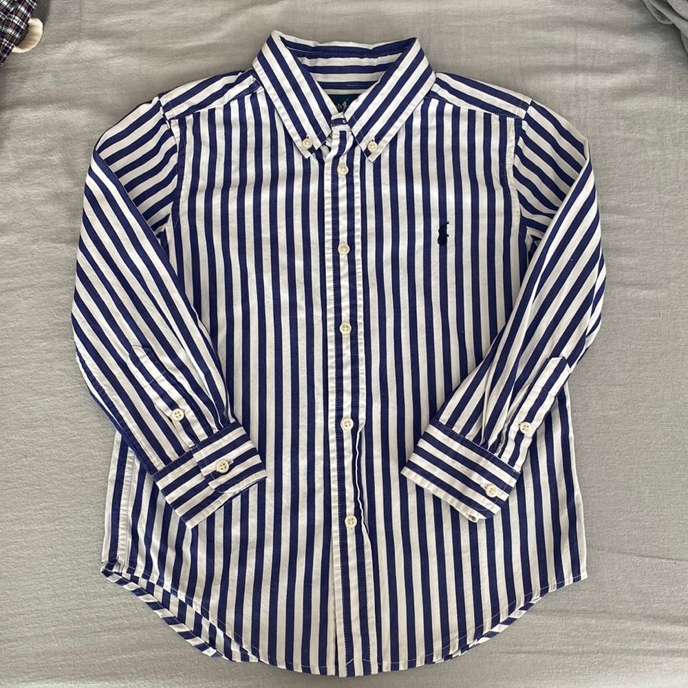Ralph Lauren button down blue & white striped Sz 4